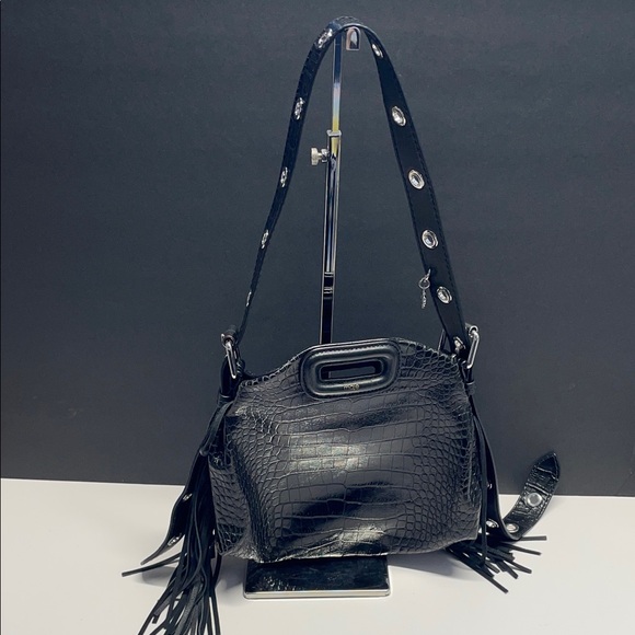 Miss M mini embossed leather bag Black for Women | Maje Miss M Mini Embossed Leather Bag